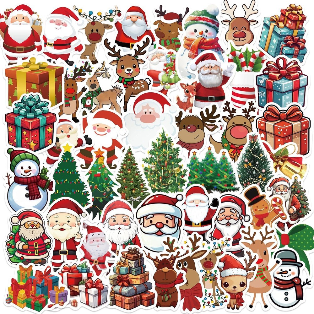 50PCS Kawaii Cartoon Christmas Art Aesthetic Stickers Pack Diary Laptop Scrapboo