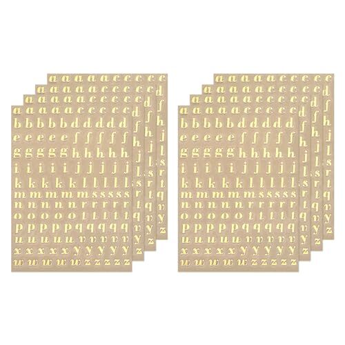 8 Sheets Letter Resin Stickers 3D Small A to Z Mini Alphabet Sticker Gold