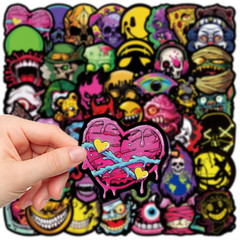 Skulls And Spooky Faces Horror Scary Ghoul Sticker Pack 50 Pieces Waterproof New