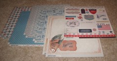 My Mind’s Eye 12×12 Scrapbook Paper Lot of 10 w/CutOuts ~ American Made Flag