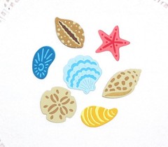 Seashells Shell 7 pcs Cardstock Paper Die Cut Embellishment Scrapbook Cardmaking