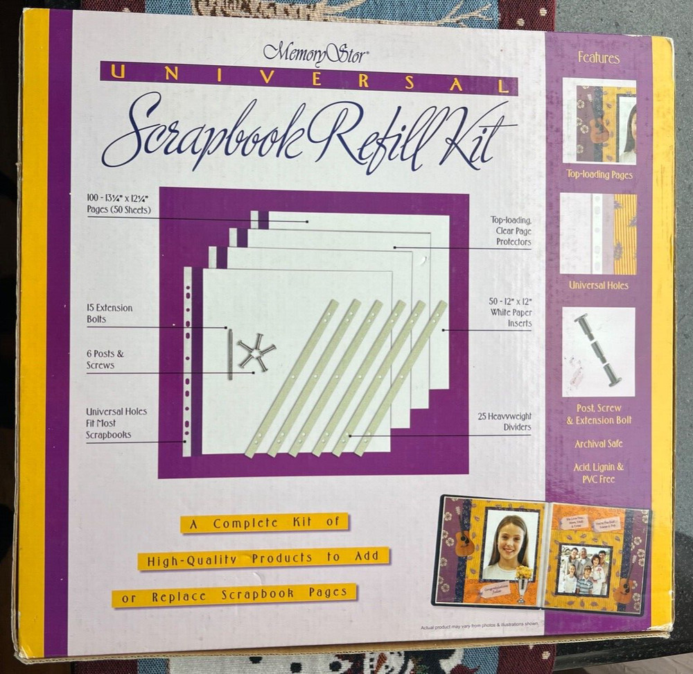 MEMORY STAR UNIVERSAL SCRAPBOOK REFILL KIT 100 PAGES 50 SHEET POSTS SCREWS NIB