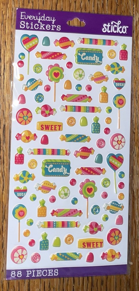 Sticko Everyday Puffy Sticker Candy Sucker Gumdrops Lollipops Sweet Tarts Flower