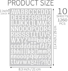 1 Inch Vinyl Letter Stickers – 10 Sheets of Waterproof Art White Labels