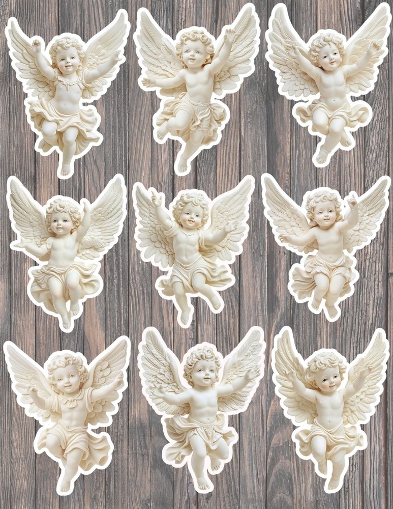 Little Angel Statue Die Cut Vinyl Stickers Set Scrapbooking Laptop Waterbottle