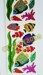 HAMBLY STUDIOS PRISMATIC STICKERS CLOWNFISH ANGELFISH CORAL VINTAGE RARE RETIRED