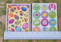 3 Hallmark Easter Stickers EGGS bunnies chicks baskets 1 David Walker res art