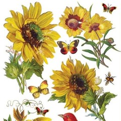 Violette Stickers – Sunflowers & Songbirds – 1 Nature Sticker Sheet – Scrapbooks