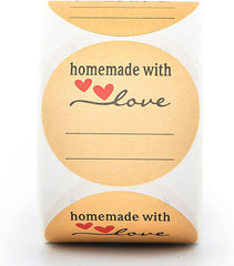2 Inch Brown Kraft Stickers 500 Roll Homemade with Love Labels for Jars Crafts