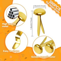 300 Pcs Brass Paper Fasteners 3/4 Inch Metal Brads for Crafts DIY Office