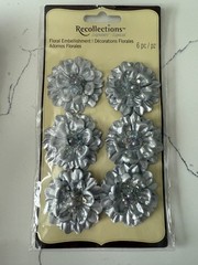 Recollections Signature Silver Floral Embellishments 6PC Scrapbooking Crafts Art