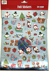 Christmas Holiday House laser stickers Snowman Santa bears shiny 50 count