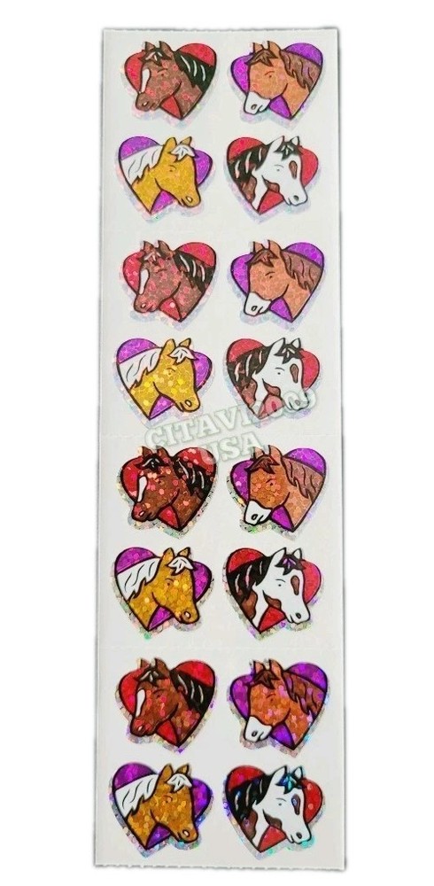 HAMBLY STUDIOS STICKERS PRISMATIC / GLITTER HORSES CARTOON VINTAGE RARE