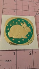 Vintage Stickers Illuminations Bunny Rabbit Gold Foil Embossed Sticker