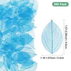 200-Pack Skeleton Leaves, Natural Rubber Leaves Vein[4-6cm, Blue]