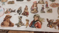 Fantastic Lot Antique Die Cut Scraps Dogs Cats Horses Children Birds 1800s