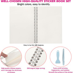 SUNEZLGO Reusable Sticker Book – 60 Sheets, Collecting Album, Organizer, Blank B