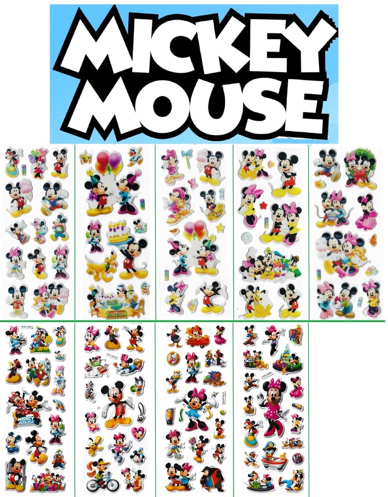 MICKEY MOUSE 🐭 3D puffy Stickers Minnie Pluto Disney