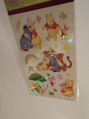 4 SHEETS OF DISNEY SPARKLELY WINNIE THE POOH STICKERS-1 PACK-SCRAPBOOK**