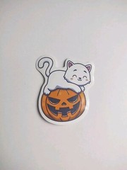 Lot Of 9 Stickers Halloween Pumpkins Black Cats Bats Witches Spooky