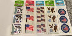 VINTAGE 90s Y2K NOS Sandylion Stickers Lot (5) USA Flag Bald Eagles Prismatic