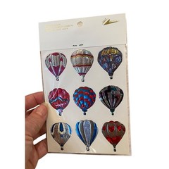 Vtg Modern Image Classic Hot Air BALLOONS Sticker Sheet Pack of 2 Sealed Foiled