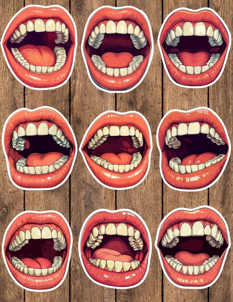 Big Mouth Die Cut Vinyl Stickers Set Scrapbooking Laptop Waterbottle