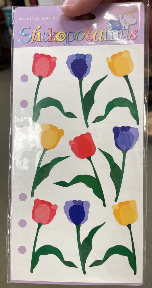 Stickopotomus Tulip Garden Stickers High Gloss Floral Scrapbook Decor 9 Pieces