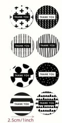 500 pc Sticker Seal Roll Thank You Black White Business Semi Gloss Self Adhesive
