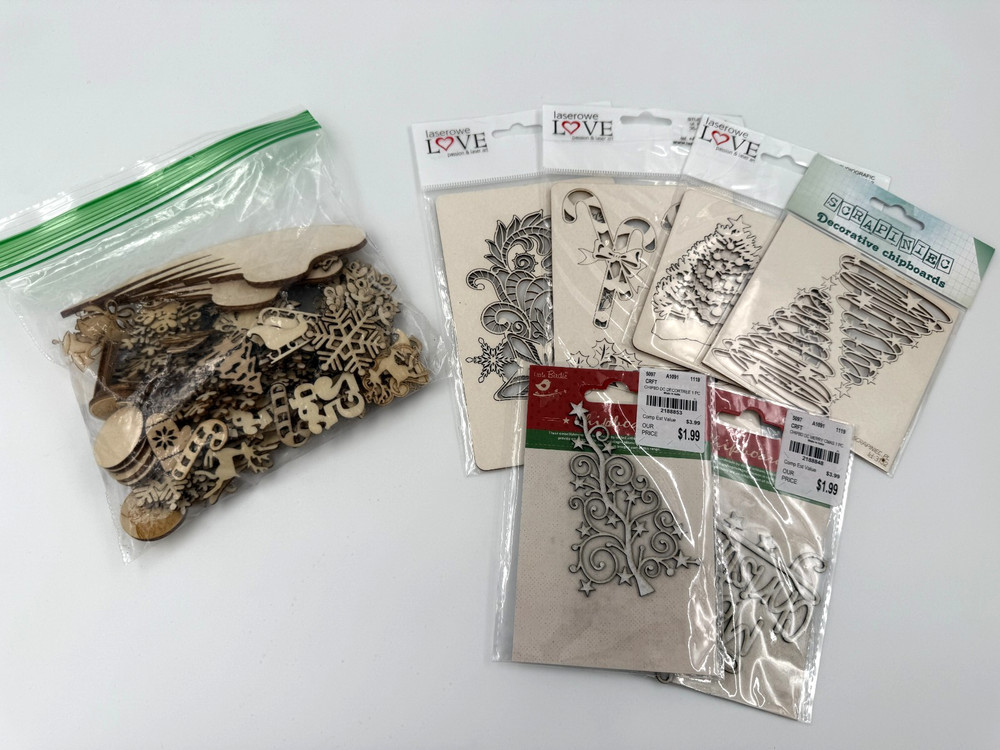 Mixed Lot of Laser Cut CHRISTMAS Themed CHIPBOARD, Wood & Chipboard, PreOwned