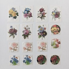 Set of 16 Brier Rose Victorian Flower Stickers – Oval And Circle