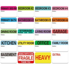 600 Count 3 x 2 Large Home Moving Packing Box Labels for 3-4 Bedroom House wi…
