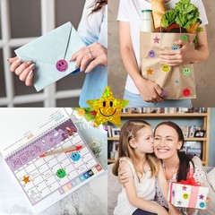 1000PCS Smiling Glitter Star Stickers, 1inch, 10 Colored Sparkly Foil Happy S…