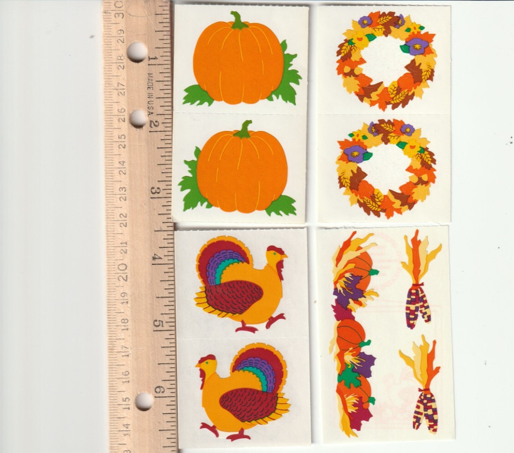 Vintage Mrs Grossman Thanksgiving Stickers Fall Autumn Harvest Turkey- YOU PICK