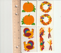 Vintage Mrs Grossman Thanksgiving Stickers Fall Autumn Harvest Turkey- YOU PICK