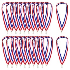 Polyester Striped Award Neck Ribbons Medal Lanyards Snap Clips Sports 20 PCS