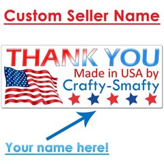 30 Custom Name Made in USA Stickers Flag Red White Blue America for eBay Seller