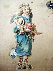 Lovely 1800-1900’s 2-Sided Die Cut Album Page w/ Butterflies, Children & Birds *