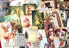 #24 -150pcs CHRISTMAS JUNK JOURNAL 3D KIT with Candy Cane Pen & REAL EPHEMERA