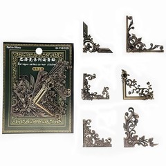 24Pieces Vintage Frame Corner Stickers, Scrapbook Decorative Paper Bronze