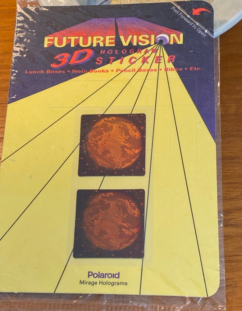 SEALED Vtg Polaroid Future Vision 3D Hologram Stickers 1993 Holographic Earth