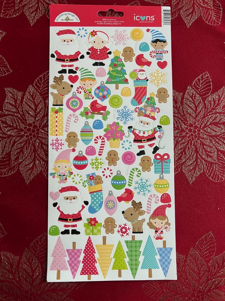 DOODLEBUG CHRISTMAS SANTA MRS CLAUS ELVES CANDY 12″ CARDSTOCK STICKERS