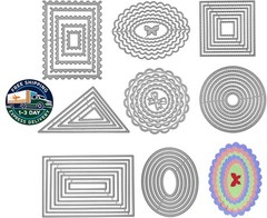 8 troqueles de corte de metal con diseño de flores redondas y formas poligonales