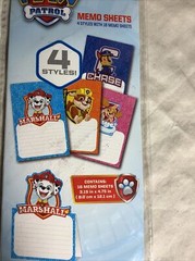 Paw Patrol Memo Sheets 4 Styles 16 Sheets New
