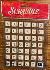 RARE Hasbro Jolees Mini Scrabble Letters Crossword Game Pieces 2 Sheets Stickers