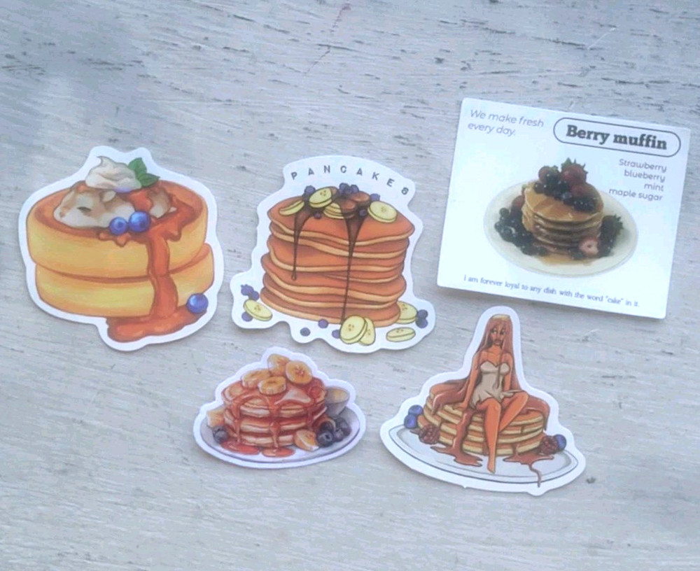 Breakfast Pancake Stickers Blueberry Food Delicious Bread Lot of 5