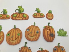 Vintage Jolee or Hallmark Halloween Stickers Jack-O-Lantern Pumpkins & Frogs 3D