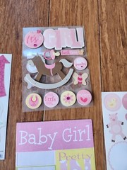 Vintage Lot Scrapbook Stickers Baby Girl Mixed Various Baby Theme Partials #4