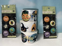2 Packs Of Halloween Pins 10 Pieces & 3 Rolls Of Halloween Fun Themed Stickers