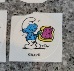 Set of 4 Vintage 80s Stickers Scratch & Sniff Smurfs smurf peyo stick ons scent
